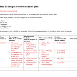 Fine Communication Strategy Template Sample Plan Table