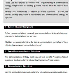 Sublime Communication Strategy Templates Free Word Documents Download Template Communications Project