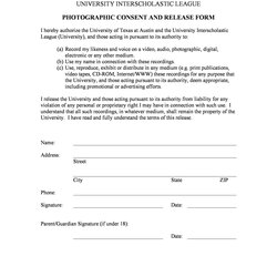 Admirable Free Photo Release Form Templates Word