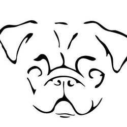 Pug Outline Tattoo Drawing Car Pugs Line Dog Cute Decal Simple Cartoon Stencil Laptop Window Amazon Wall