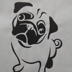 Splendid Pug Painting By On Tattoo Stencil Art Dog Silhouette Animals Patterns Stencils Drawings Animal Visit