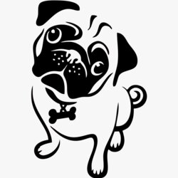 Very Good Pug Black And White Free Transparent Stencils Layer Mylar Pugs Cane Bulldog Carving Mops