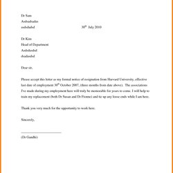 Excellent Examples Of Simple Resignation Letter Template Sample Job Employee Format Employment Application