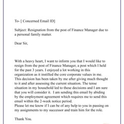 Legit Letter Of Resignation Email Template Database Collection Personal Reasons Source For