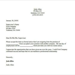 The Highest Standard Email Resignation Letter Of