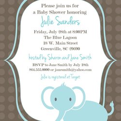 Free Printable Baby Shower Invitation Templates Fonts Labels Tags Invitations Boy Elephant Template Blue