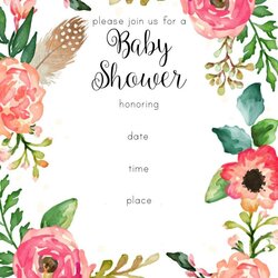 Super Free Printable Rose Baby Shower Invitation Idea Invitations Floral Templates Girl Template Invites