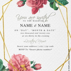 Wonderful Free Botanical Floral Wedding Invitation Templates For Word Download Gold Geometric Greenery