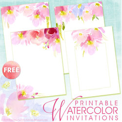 Brilliant Free Printable Party Invitations Invitation Templates Watercolor Wedding Link Click Floral Scroll
