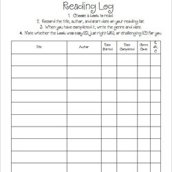Reading Log Templates Free Printable Word Excel Formats Kindergarten Template