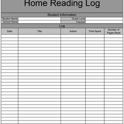 Cool Printable Reading Log Template Excel Word Best Collections