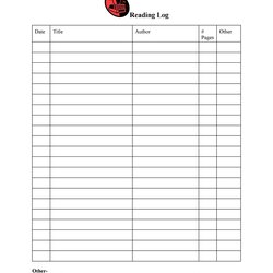 Preeminent Printable Reading Log Templates For Kids Middle School Adults Logs