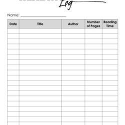 Perfect Free Printable Reading Log Template Bullet Journal Traditional Word