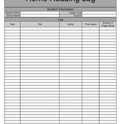Printable Reading Log Templates For Kids Middle School Adults Template Logs