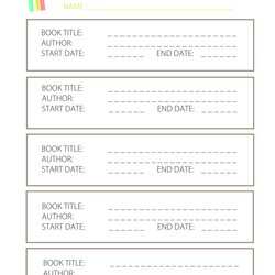 Excellent Printable Reading Log For Elementary Kids Template Book Report Logs Grade Weekly Week Books Student