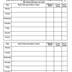 Marvelous Printable Reading Log Templates For Kids Middle School Adults Template Spreadsheet Daily Grade High
