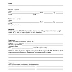 Excellent Free Blank Resume Forms Printable To Resumes Registration Template