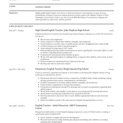 The Highest Standard Resume Templates And Word Free Downloads Guides English Teacher Professional Sample