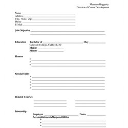 Superlative Best Resume Blank Format Free Printable Templates Fill Template Forms Worksheet Form Job