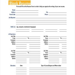 Worthy Printable Resume Blank Free Template To Print