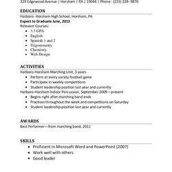 Very Good Resume Template School High Student Templates Format Sample Job First Word Examples Students
