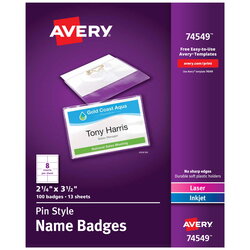 Admirable Avery Name Badges With Pins Pin Badge