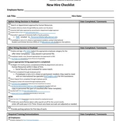 The Highest Quality New Employee Checklist Templates Form Template Unbelievable Design