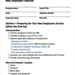 Supreme Employee Checklist Template Free Samples Examples Format Download Templates New
