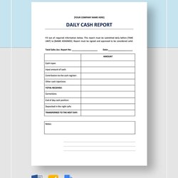 Petty Cash Log End Of Day Register Report Template Templates Inside