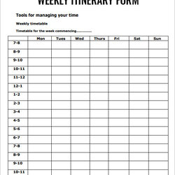 Free Weekly Itinerary Samples In Template Planner