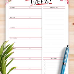 Wizard Free Printable Weekly Planner Templates Worksheet Priorities Template