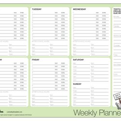 Eminent Weekly Planner Templates Excel Formats Template
