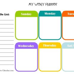 Weekly Planner Templates Word Excel Formats Template Meal Printable Kids Planners Calendars Planning Print