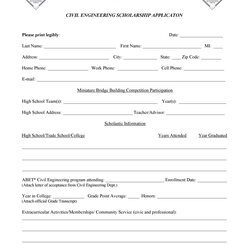 Free Scholarship Application Templates Forms Template