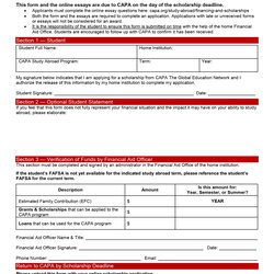 Outstanding Free Scholarship Application Template And Form Need Based