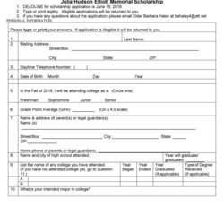 Fine Free Scholarship Application Templates Forms Template