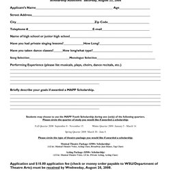 Matchless Sample Scholarship Application Form Template College Blank Co Although