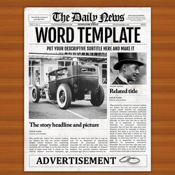 Champion Vintage Word Newspaper Template Flyer Templates Creative Market Old Microsoft Front Layout Pages