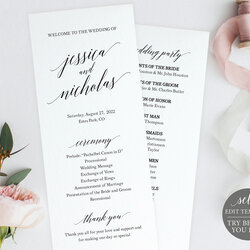 Wedding Program Template Free Demo Available Editable Calligraphy