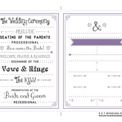 Free Printable Wedding Program Template Templates Word Church Microsoft Editable Modern Print Lavender Pages