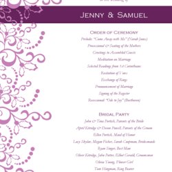 Cool Wedding Program Templates Free Programs Template Invitation Reception Sample Samples Printable Wording