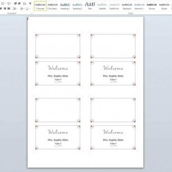 Printable Place Card Template Word Templates Free In With Stunning Design