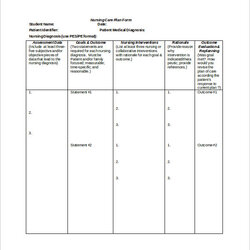 Matchless Free Sample Nursing Care Plan Templates In Ms Word Template Doc