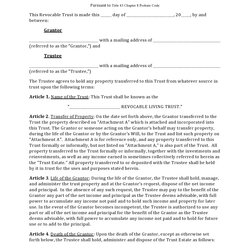 Matchless Free Living Trust Forms Templates Word Revocable Form