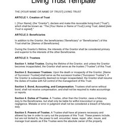 Free Living Trust Forms Templates Word Form