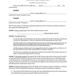 Cool Free Living Trust Template California Irrevocable