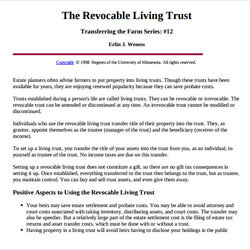 Wonderful Free Sample Living Trust Form Templates In Word Template Revocable Forms