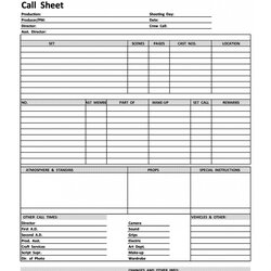 Exceptional Film Call Sheet Template Google Docs Dreaded Image
