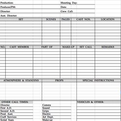 Worthy Free Call Sheet Template Page