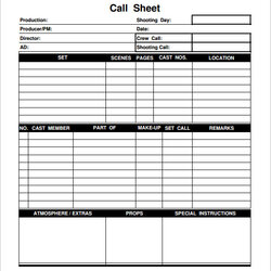 Supreme Free Sample Call Sheet Templates In Ms Word Printable